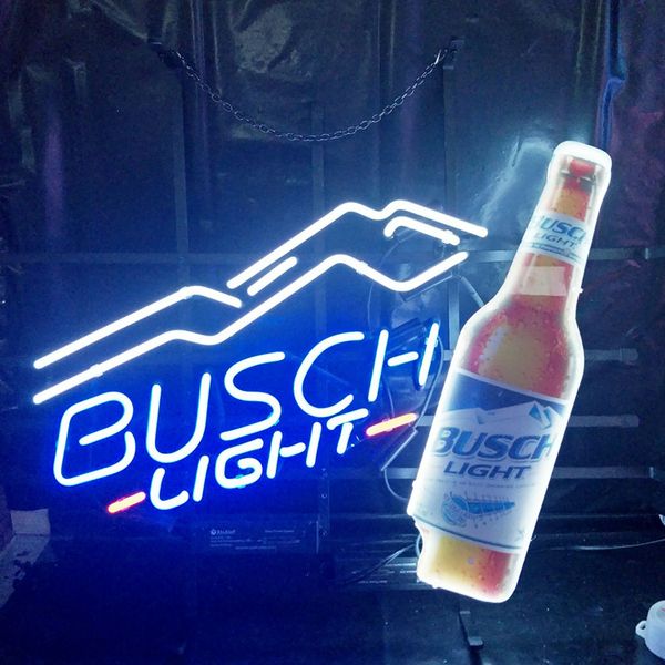 

busch light neon sign lamp design beer advertising home decoration art gift display real glass neon light metal frame 17'' 24&#039