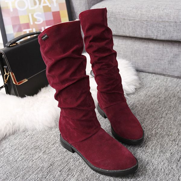 

2018 new spring & autumn low heel women's rider boots korean version stretch show thin versatile casual anti-skid boots female, Black