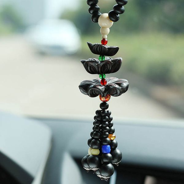 

car ornaments high-grade mahogany material fu bag rear view mirror decorative accessories creative car hanging gift pendant