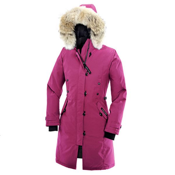 

canada women winter femme outdoors fur down jacket thick warm kensington goose down coat thicken fourrure hooded jackets manteaus doudoune, Black