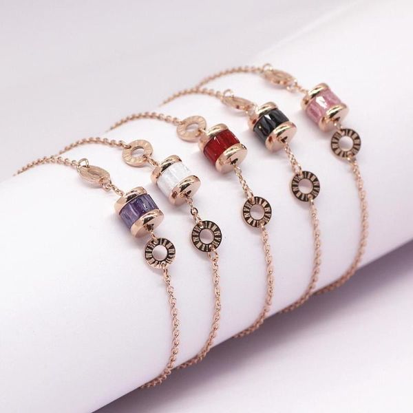 

zg the new wild titanium steel accessories bracelet rose gold female multicolor zircon jewelry bracelet, Black
