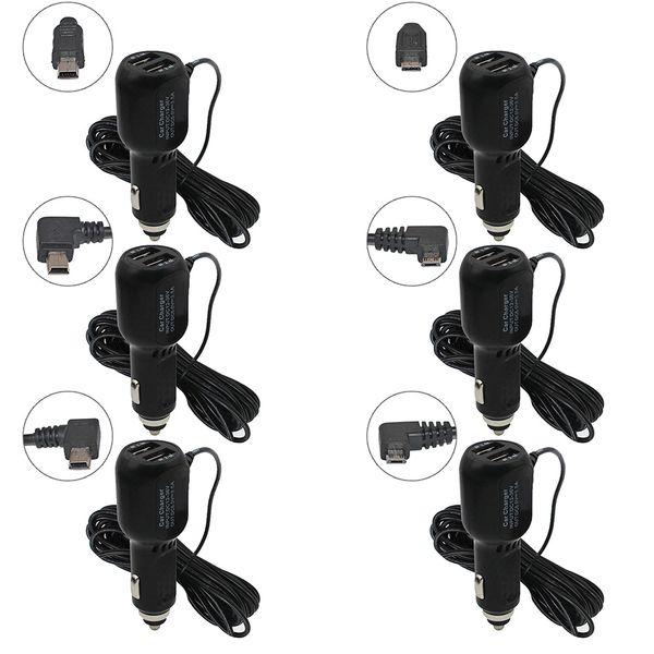 

3.5meter 5v 3.5a mini usb car charger with 2 usb port for car dvr camera gps video recorder