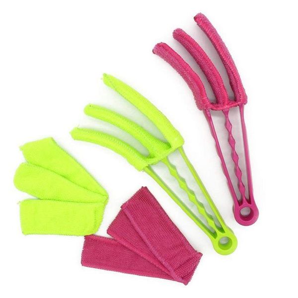 

set of 2 pcs triple venetian blind cleaner - removable,hand washable microfibre fabric window duster for wet or dry cleaning o