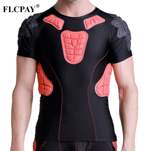 

men's padded compression shirt protective t shirt rib chest protector for football paintball baseball, Black;blue