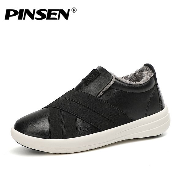 

pinsen 2019 winter flats shoes women comfortable keep warm casual women sneakers shoes slip-on ladies loafers zapatillas mujer, Black