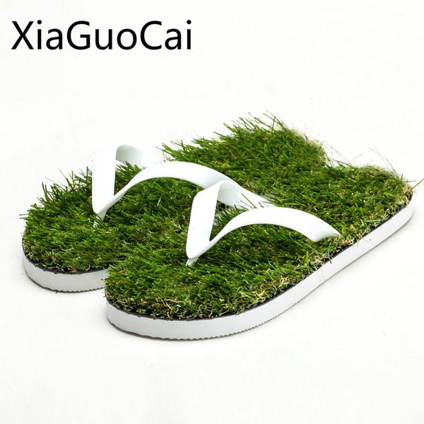 

green super fashion women slippers grass flip flops flat summer female flip-flops outdoors slippers, Black