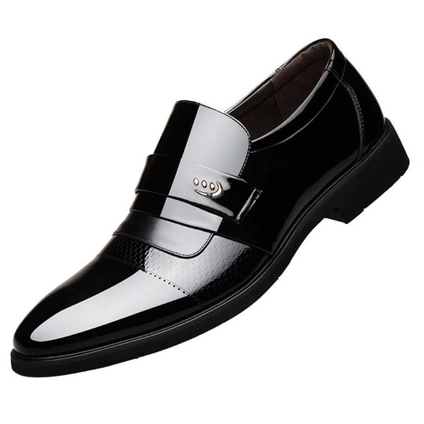 

kancoold new classic dress men shoes fashion business pointed leather men's suits shoes oxfords fashion slip on dress men, Black