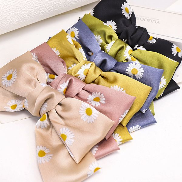 

cotton daisy hairpin headband hairgrip daisies bow hair clip girl barrette headdress clips women hair accessories child mom gift, Golden;white