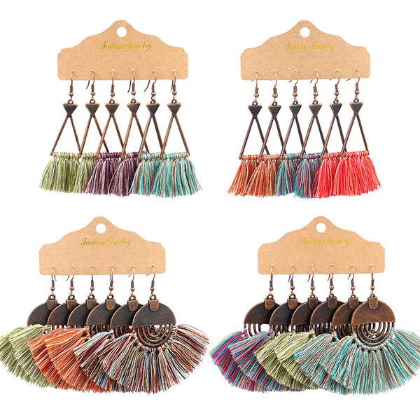 

metal triangle round stand color tassel classic earrings wear fine jewelry for women's temperament to give lovers ear gifts, Silver