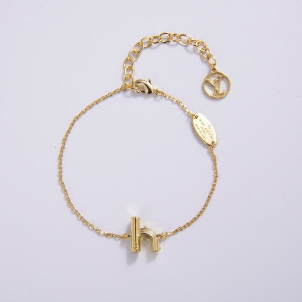 

custom thick gold plating elegant intellectual grade upscale wild style letter h high-end bracelet factory direct sales, Golden;silver