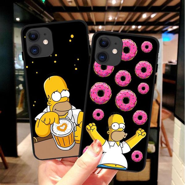 

мода роскошь simpson черный мягкий силиконовый tpu крышка телефона чехлы для iphone 11 pro max se 2020 5s 6splus 7 8 plus x10 xr xs max