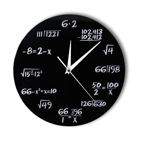 

wall clocks engineering numbers math clock equation decorative quiz art science gift for geeks and teachers