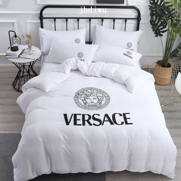 

fashion bed cover sets 4 pieces white x letter queen 200*230cm duvet cover washable cotton bedding sets