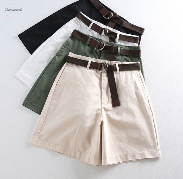 

2019 leisure shorts women loose large size wide leg thin shorts with high waist female a line short feminino colors, White;black