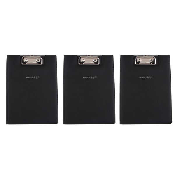 

3x a5 size file cover folder clipboard black ,document organizer with paper clip
