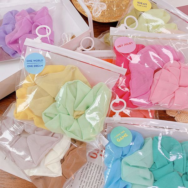 

3 pcs solid color silk hair rope fashion simple basic rubber band girl elastic headdress hair rope accessories, Slivery;white