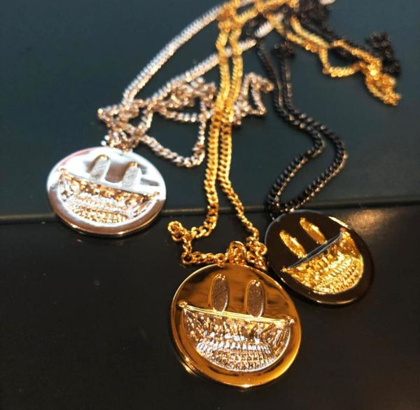 

superflat ron english style skull smile face gilded men's and women's necklaces, Silver