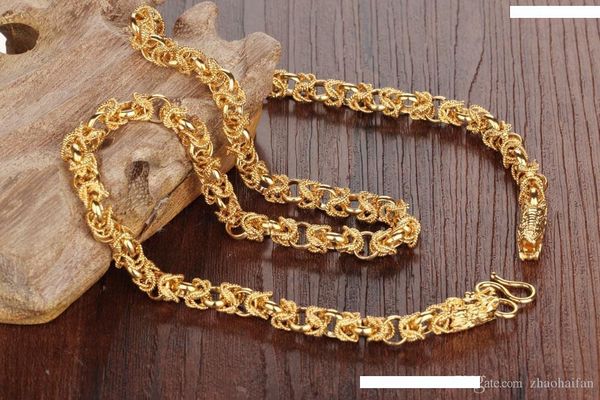 

zhf jewelry 18kgp mans necklaces rock style dragon heads mens friendship fashion jewelry chunky link chain kx445, Silver