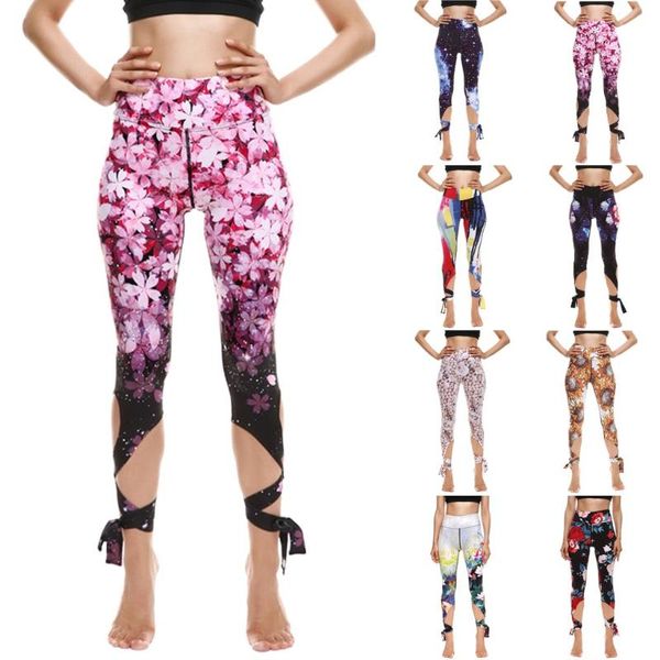 

women's casual sports fitness running high waist print ballet strappy yoga pants sportswear joggers female running leggings, White;red