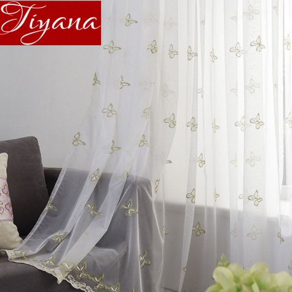 

butterfly curtain for living room embroidery voile lace sheer fabric window treatment drape kitchen cortinas x270#30
