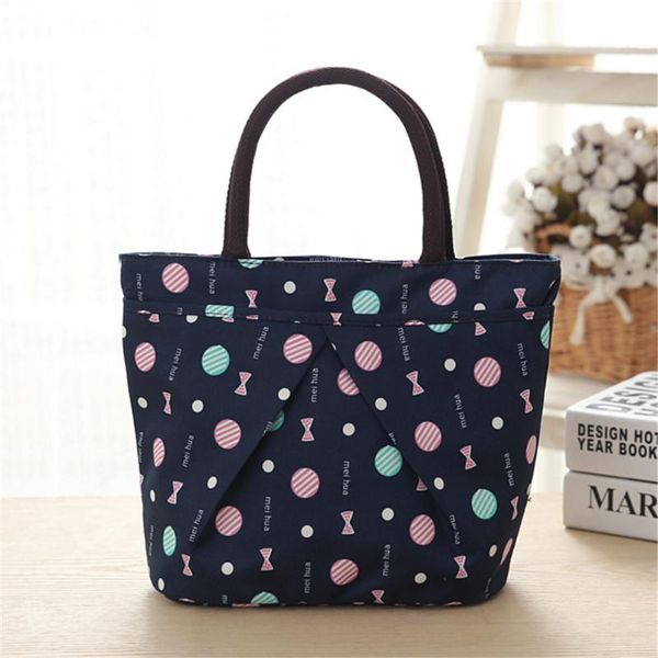 

new functional lunch box portable insulated canvas lunch bag picnic bags for women kids, Blue;pink
