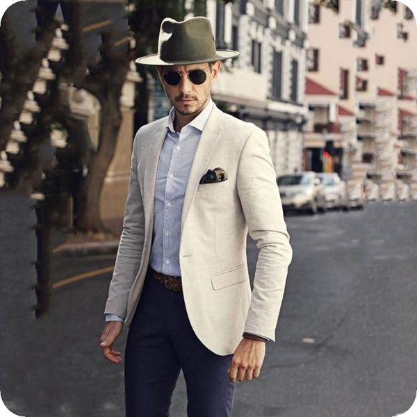 

ivory men suits casual male blazers handsome man jacket slim fit coat blue pants 2piece latest designs costume homme prom party, Black;gray