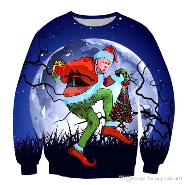 

xmas 3d print couple sweatshirts mens womens designer hoodies style winter clothing fashion casual apparel, Black