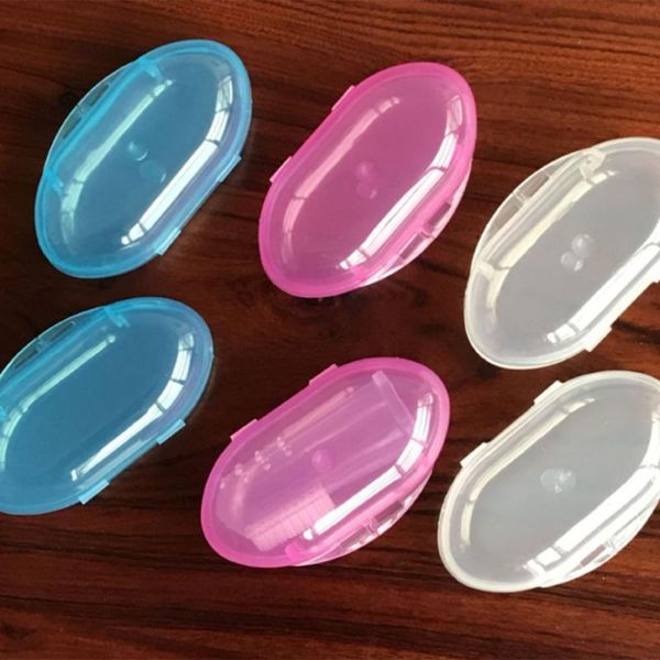 

portable baby finger toothbrush holder storage box transparent travel child finger toothbrush box transparent suit baby 3 colors