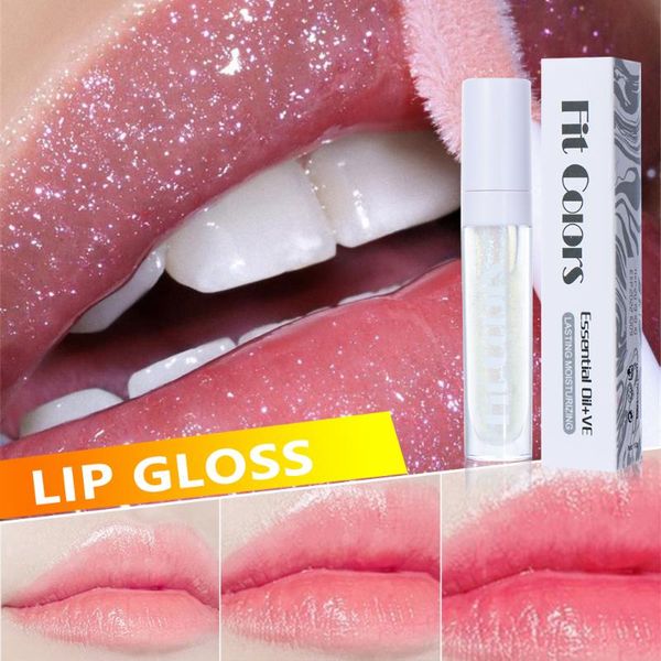 

1pc 2020 holographic 3d lip gloss transparent moisturizer shiny lip plumping big lips coats oil colorless pearl makeup