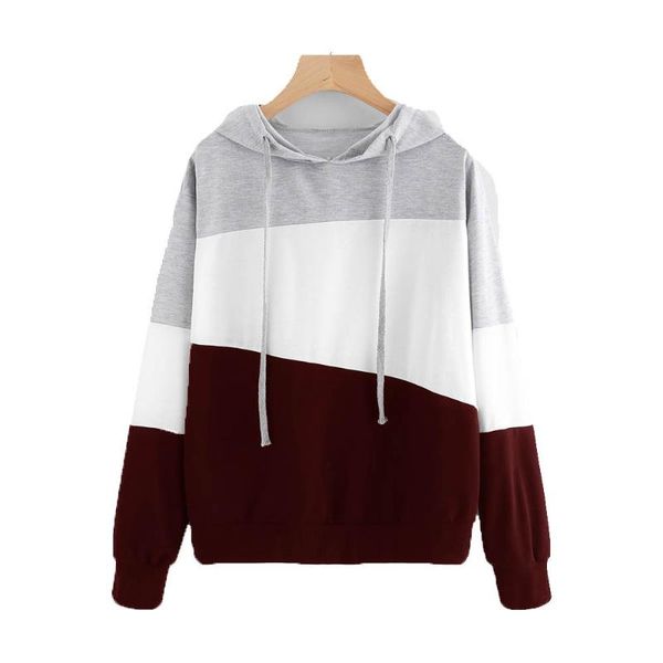 

womens long sleeve hoodie jumper hooded pullover blouse, White