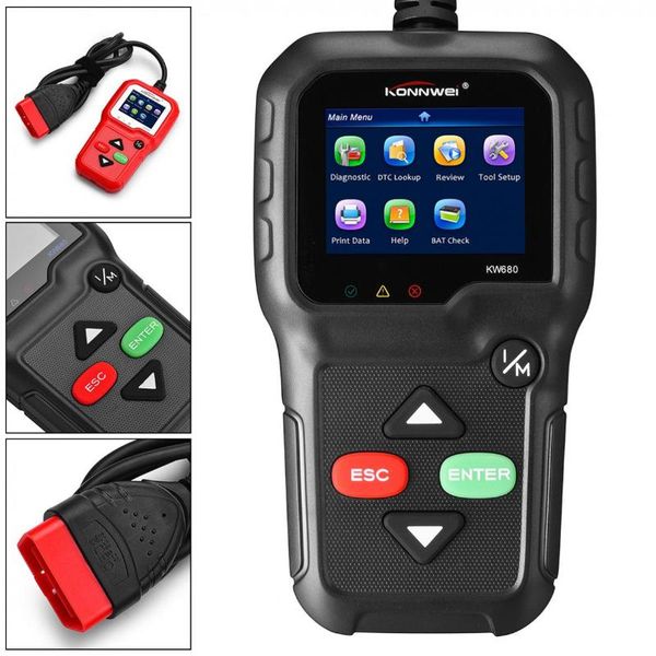 

konnwei kw680 obd 2 obdii / eobd automotive scanner full diagnostic tool diagnosis scanner support eight language