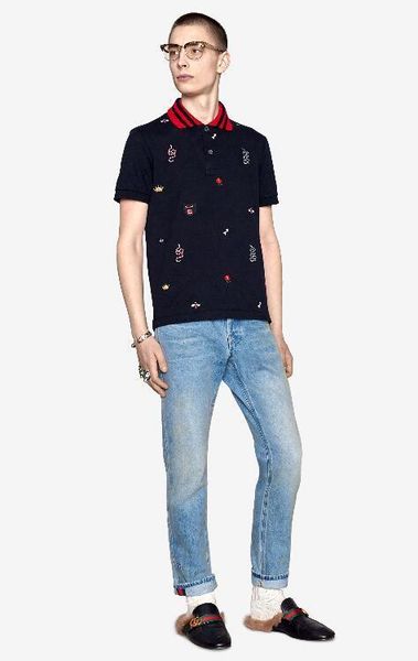 

Men polo hirt abd 13 gucci fa hion men t hirt embroidery polo brand ba ic treetwear fa hion tee m 3xl, White;black