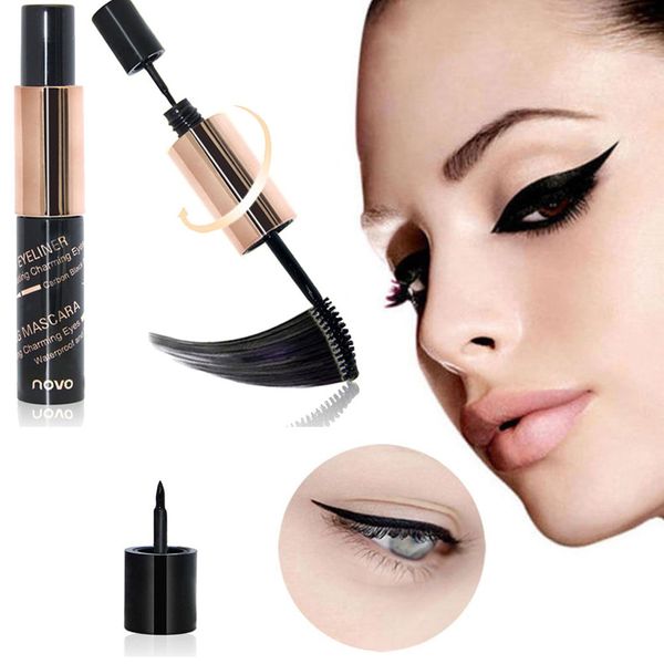 

long lasting mascara facial charm big eye eyeliner silk fiber eyelash mascara two in one eye makeup artifact lengthening curling