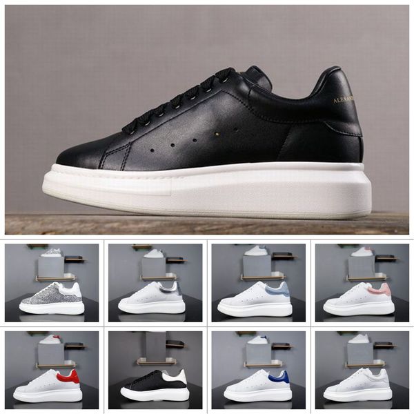 

alexander mcqueen lover fashion luxury platform casual shoes vce leather suede triple black white flat men outdoor designer sneakers