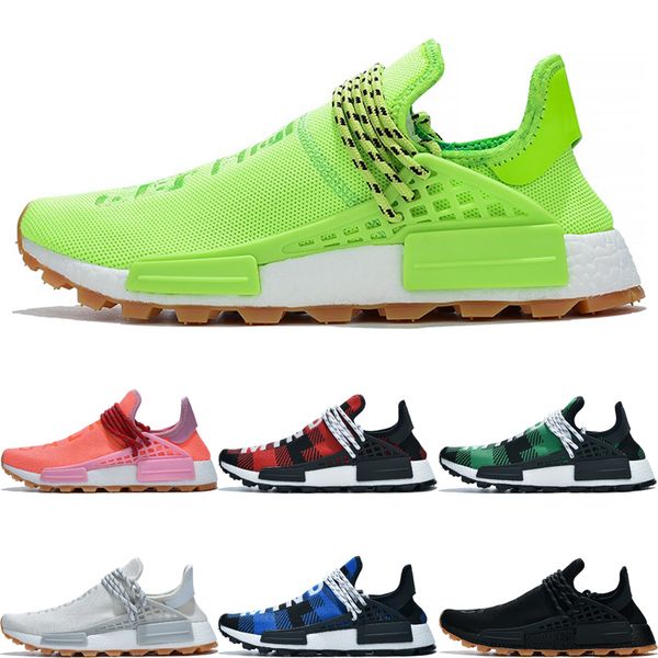 

classic men women human race running shoes pharrell williams breathe through volt pink blue plaid infinity species sport sneakers size 36-47