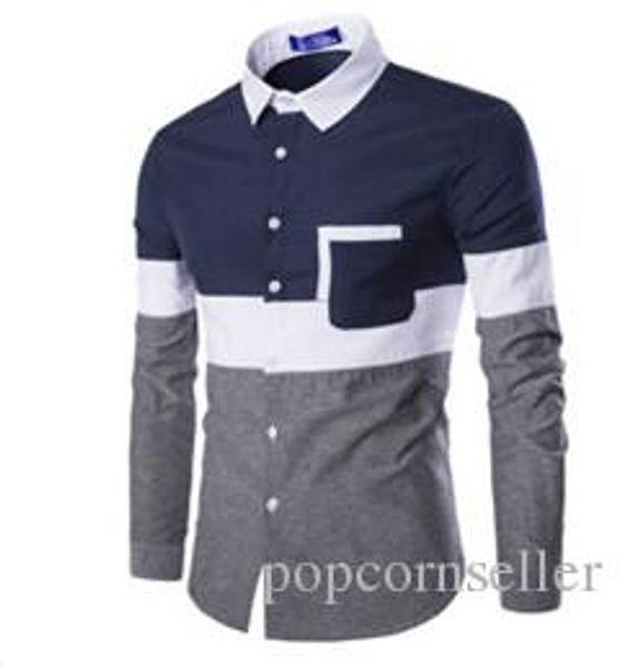 

mens fashion long sleeve shirts slim fit casual shirt designer single breasted male t shirts, White;black