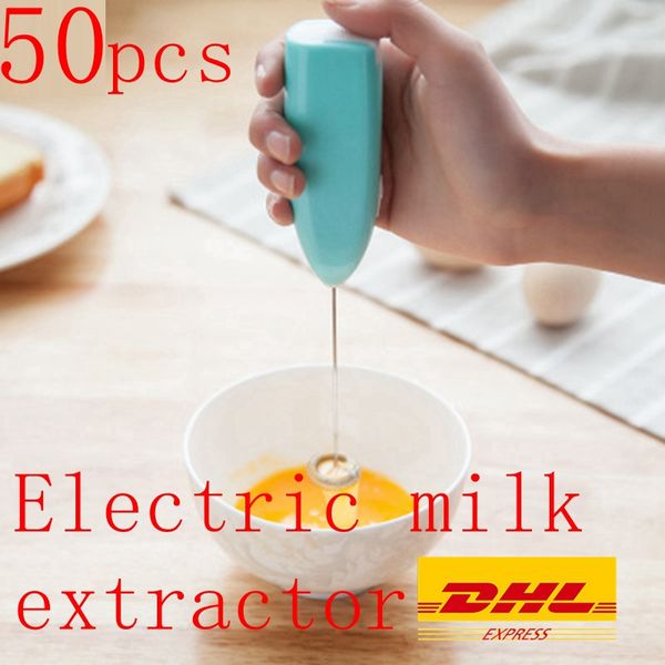 

50pcs milk drink coffee whisk mixer electric egg beater frother foamer mini handle stirrer practical kitchen cooking tool