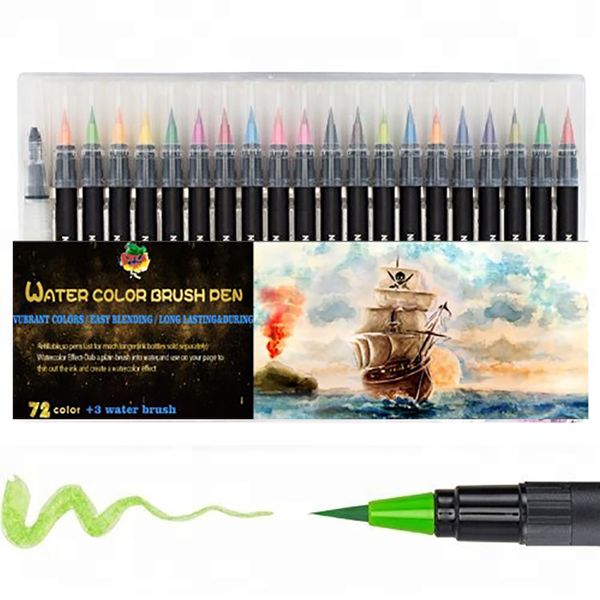 

72 colors nylon nib drawing marker watercolor brush pens set