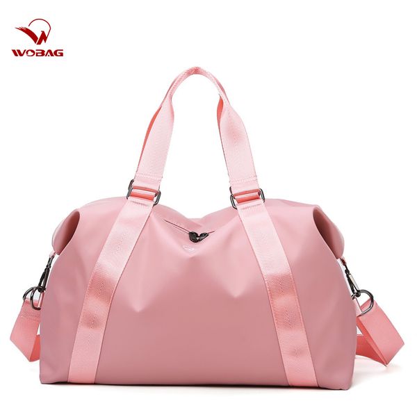 

wobag fashion pink sports gym bag women yoga training bag outdoor weekend overnight handbag casual travel duffle
