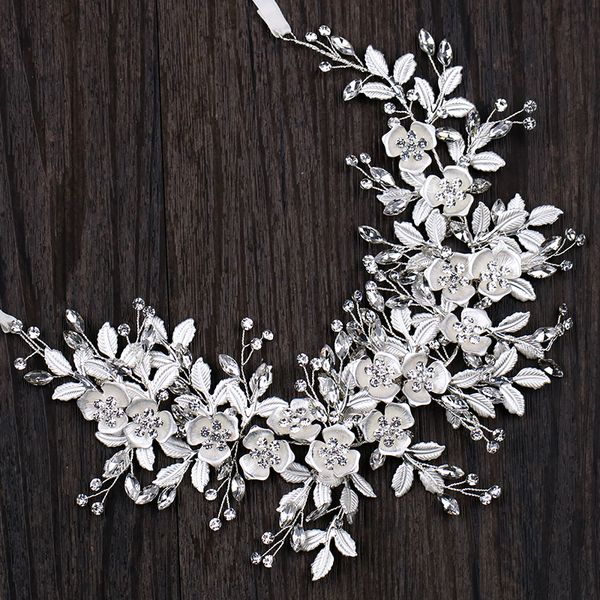 

fashion silver crystal hair accessories flower rhinestone headbands women bridal hairband wedding hair jewelry gift, Golden;white