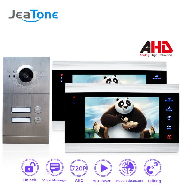 Jeatone 720p Ahd 7 Video Door Phone Intercom 4 Wired Door Bell Door Speaker Security System Voice Message Motion Detection 2 Apartment Front Door