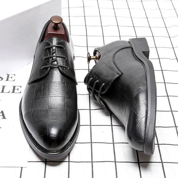 

xin yi da pointed-toe versatile trend leather shoes england business casual comfortable men shoes 2002-b, Black