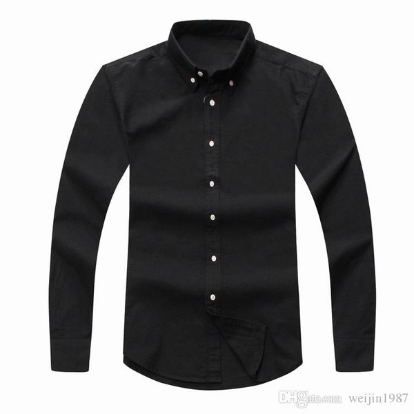 

2018 mens designer long sleeved casual solid shirt men's usa brand rl polos shirts fashion oxford social shirts small horse dress shirt, White;black