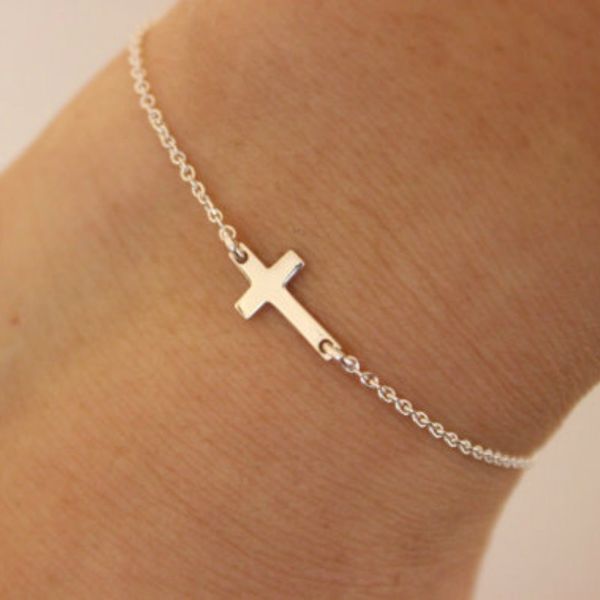 

2017 gold silver chain love jesus bracelets for women charm cruz bracelet femme pulseira feminina pulseras simple jewelry bijoux, Golden;silver