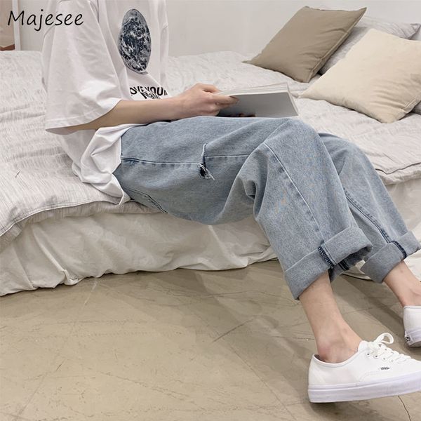 

джинсы женщины урожай высокой талией 2020 summer straight ripped твердо denim сыпучие chic женские женские днищ повседневный daily tide новы, Blue