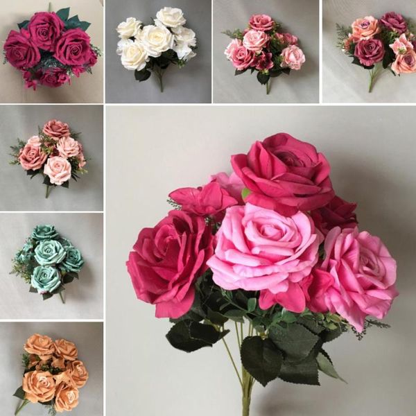

10 heads artificial rose blossoms retro adornment wedding party home l decor