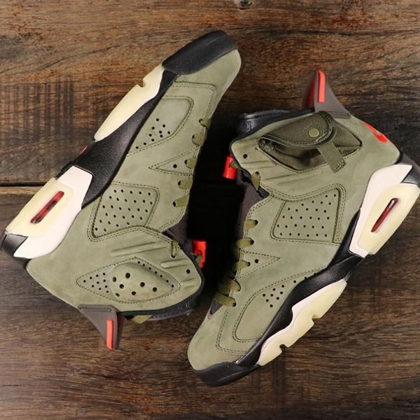 

2019 new travis x 6s mens basketball shoes suede medium olive man designer sports sneakers baskets 6 des chaussures men zapatos size 7-12