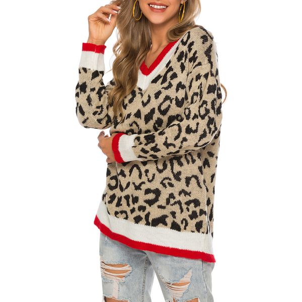 

women's sweater casual v-neck cardigan for women print knit jacket long sleeve oversized 2019 sweaters women invierno l826, White;black