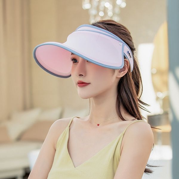 

female female empty large eaves empty large eaves sun-proof uv-proof sun hat outdoor adjustable sun hat, Blue;gray