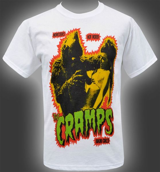 

mens white t-shirt the cramps horror monster from the lagoon bikini girls tee mens tee shirts, White;black